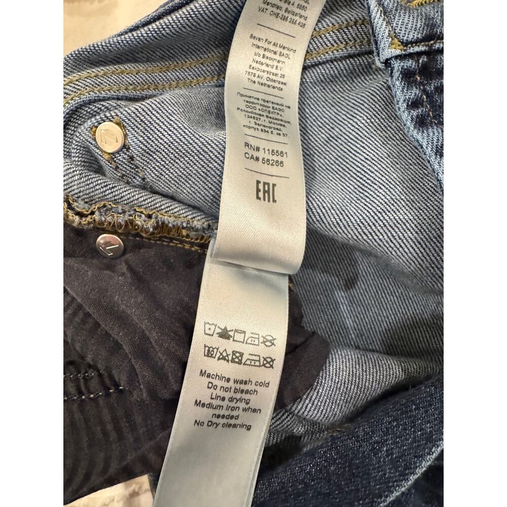 7 For All Mankind Luxe Vintage Slim Kick Jeans Deep Soul Raw Hem Women's 27 - Picture 16 of 16